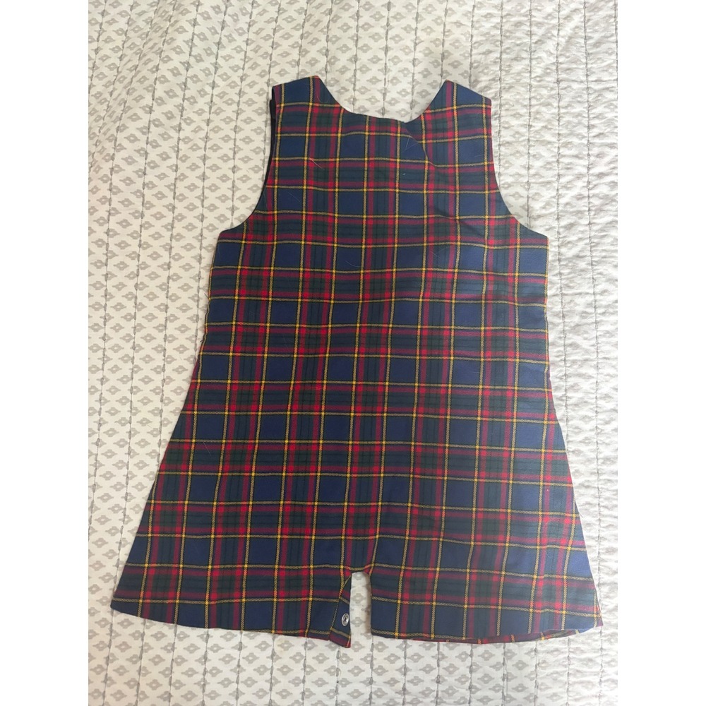Baby CZ‎ Carolina Zapf Plaid Romper Red Navy Blue Tartan Holiday 18-24M NWT - Picture 2 of 4